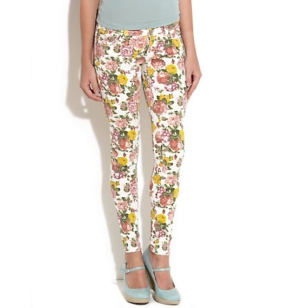 Flower Printed Denim