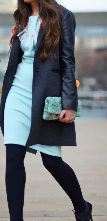 Blue dress - Street casual outfits in New York for spring